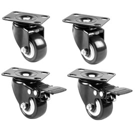 HRB Set of 4 Furniture Castors, Transport Castors Total Load Capacity 400 kg (2 x Swivel Castors with Brake, 2 Pieces without Brake)