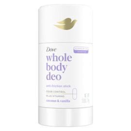 Dove Whole Body Deo Aluminum Free Anti-Friction Deodorant Stick Coconut + Vanilla for All Day Odor Control 2.6 oz