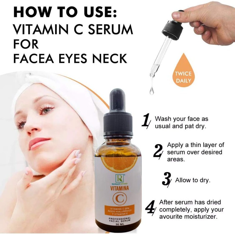 Serum Vitamina C de Alta concentración, Acido Hialuronico, Vitamina E