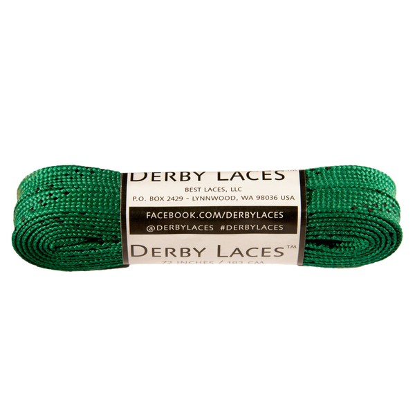 Derby Laces Kelly Green 72 Inch Waxed Skate Lace for Roller Derby, Hockey and Ice Skates, and Boots