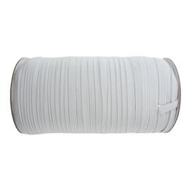 Trimming Shop 7mm White Flat Elastic Band Stretchable Cord Thin Elastic Dressmaking Waistband for Sewing, DIY Arts and Crafts, Haberdashery and Repair Clothing, 150 Metres
