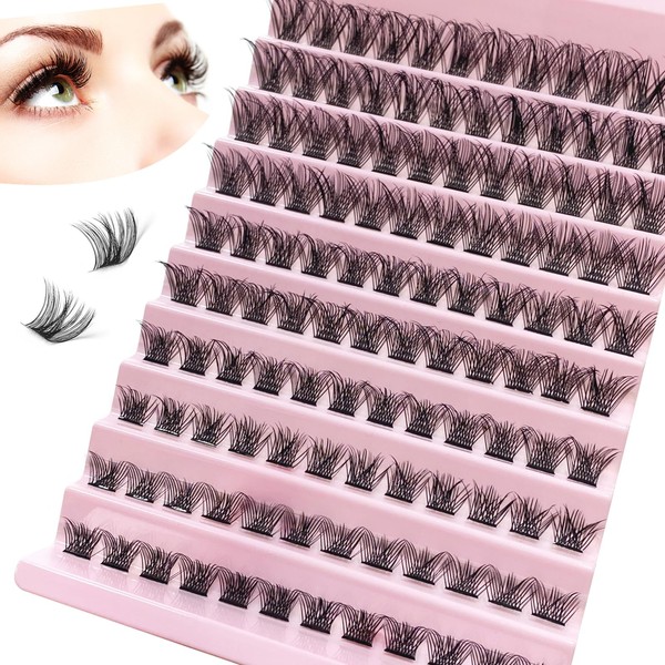 CNMTCCO Lash Clusters, 120Pcs DIY lash Extenisons 8-16MM D Curl Fluffy Individual Lashes Natural Wispy Clusters Lashes Reusable Individuals Eyelashes DIY Eyelash Extension at Home