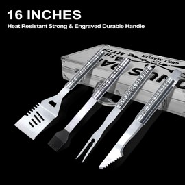 Bonus Dad Gifts, Fathers Day Bonus Dad Gifts for Him Heavy Duty Grilling Accessories Kit for Backyard BBQ, Thick Stainless Steel Grill Utensils with Non-Slip Handle Tool for Man on Birthday
