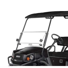 Buggies Unlimited EZGO Express S6/L6 Golf Cart Folding Windshield | Compatible with S6/L6 Models with 1 inch Front Roof Supports and 120 inch Factory Tops - Clear Acrylic