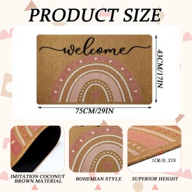 Timgle Rainbow Welcome Doormat Boho Welcome Mat for Indoor Outdoor Non Slip Backing Rug Cute Colorful Door Mat Front Door Entrance Floor Kitchen Bedroom Classroom Decor Wedding Gifts 17 x 29 Inch