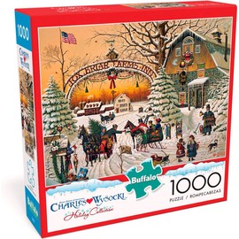 Buffalo Games – A Christmas Greeting - Charles Wysocki - 1000 Piece Holiday Jigsaw Puzzle ​ Colorful Puzzle for Adults – Precision-Cut, Beautiful, Winter Artwork, and Hours of Festive Fun