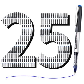 EYEYE 25 Pack 0.5mm Blue Rollerball Pens Extra Fine Point Quick Dry, Liquid Ink Pens Fine Point Smooth Writing Pen for Journaling, Note Taking, Office, School Supplies