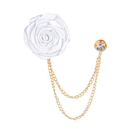 PATIKIL Rose Flower Brooch Pin, Lapel Pin for Men Suits Suit Accessories Floral Men's Pin Fashion Bridegroom Wedding Brooches Birthday Graduation Party, White