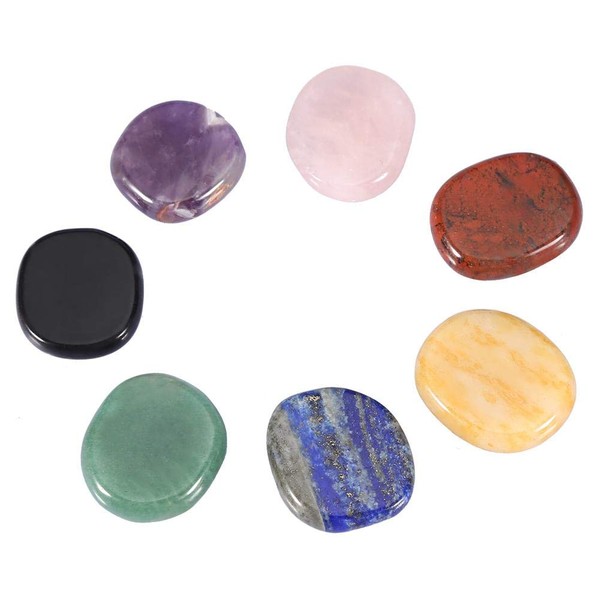 7 x Natural Quartz Crystal Chakra Stones Polished Crystals Healing Irregular Seven Chakra Energy Discs