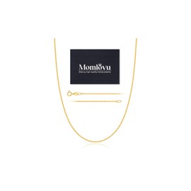Momlovu Gold Chain Necklace for Women, 1.1mm Cable Chain Necklaces Gold Ghain for Women, Super Sturdy & Shiny Women's Chain Necklaces, 14 Inch