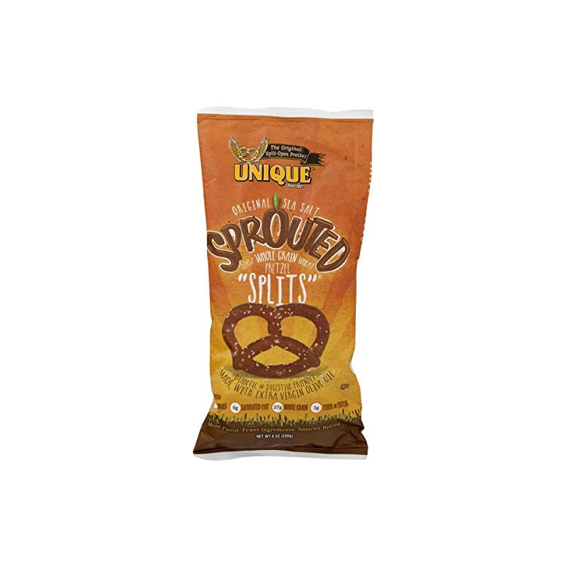 Unique Sprouted 100% Whole Grain Pretzel Splits (Pack of Four