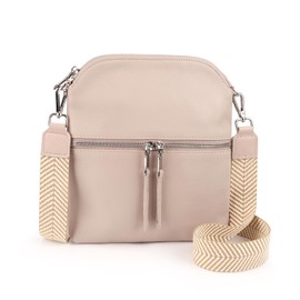 befen Slim Genuine Leather Medium Crosssbody Purse Bags for Women Travel Shoulder Bag Nude