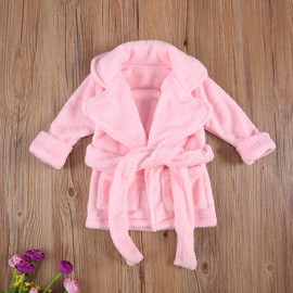 Unisex Baby Plush Bathrobe Plain Kimono Gown Newborn Toddler Girls Boys Towel Robe Nightwear Clothes (Pink, 0-6 Months)