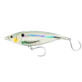 Nomad Design Madscad 115 Sinking SW Twitchbait - Ideal for Snook, Striped Bass - BKK Diablo 5X Singles 3/0 Hooks, 4-1/2 inch - 1-1/2 oz, ‎Holo Ghost Shad