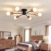 Fivootvi Semi Flush Mount Wood Ceiling Light Fixture 6-Lights Rustic