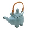 NOVICA Light Blue Ceramic Teapot with Rattan Handle, 27 Oz,