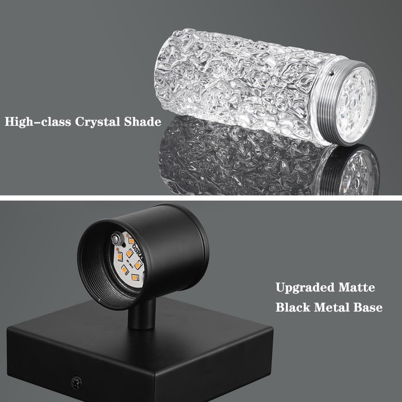 Ditoon Black Sconces Wall Decor Set of 2, Crystal Bathroom
