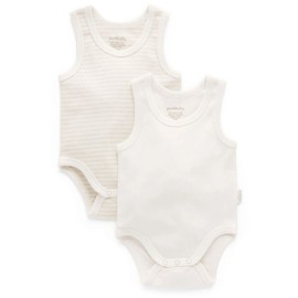 Purebaby Rib Bodysuit 2 Pack - Wheat, 1