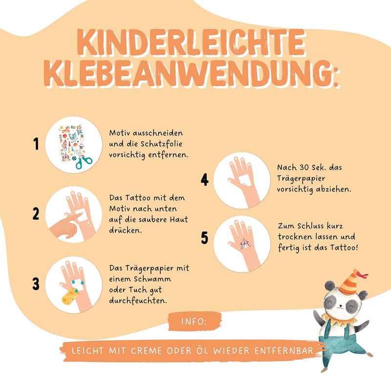 Papierdrachen Pack of 100 Children's Tattoos with Child-friendly Designs, Birthday