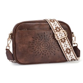 APHISON Crossbody Bags for Women Trendy,Vegan Leather Small Crossbody Purses Shoulder Handbags with Adjustable Strap Coffee