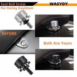 WASYDY 2 pcs Aluminum Alloy Seat Bolt Rear Seat Screw Quick Mount 1/4"-20 Thread Suitable to Harley Davidson Sportster Softail Touring Dyna 1996-2024 （Black and Silvery）