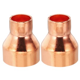 PATIKIL 1 1/8" to 5/8" ID Copper Reducer, 2pcs 99.9% Pure Copper Reducing Coupling Pressure Fitting Pipe Tube Connector Adapter with Sweat Solder Connection for HVAC Refrigeration System
