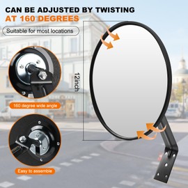 Yeatruojeet 12 inch Acrylic adjustable traffic convex mirror, outdoor road safety wide-angle mirror, suitable for parking lots, lanes, warehouses and other places