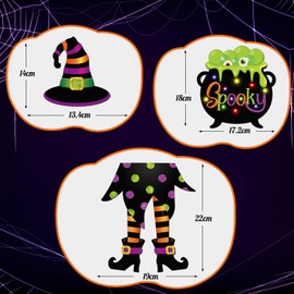 Yerliker Happy Sign Decoration Witch Legs Hat Hanging Wooden Wall Decor Version Rustic Front Door Hanger Fall Art Ornament for Home Room Indoor Outdoor Holiday Party (Colorful,Spooky)