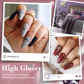 AZUREBEAUTY Dip Powder Nail Kit 32 Colors, Brown Nude Red Glitter Nail Christmas Dipping Powder Starter Set System Essential Liquid & Dip Recycling Tray Set for French Nail Art Manicure Salon DIY Home