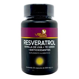 Resveratrol Semilla De Uva Té Verde Antioxidantes 30 Cáps Vi