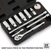 EMENTOL 11PCS 3/8" Drive Socket Accessory Set, SAE/Metric, 6 Point