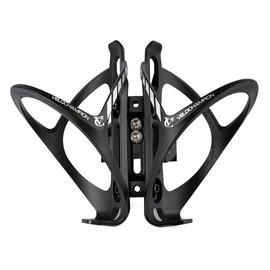 VeloChampion Double Water Bottle Cage Mount Holder. For Cycling Triathlon or Time Trial Bikes. Alloy Black (Premium Mount + Cages)