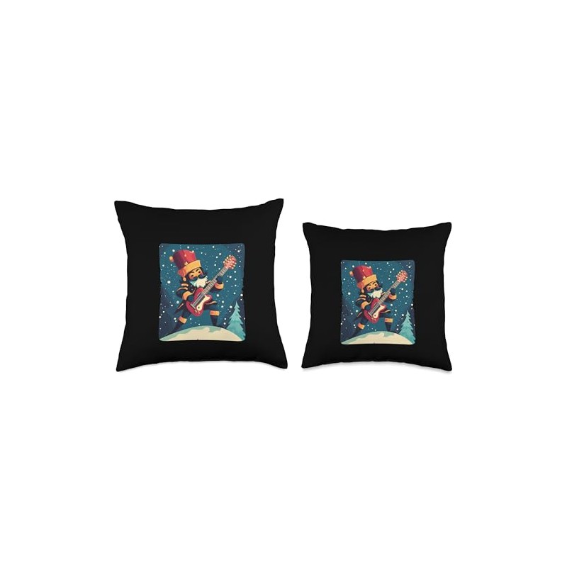 Electric Guitar Nutcracker for a Festive Jam Throw Pillow