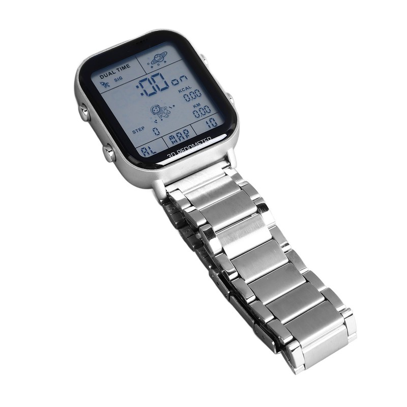 Men Led Digital Watch Creative Square Waterproof Backlight Pedometer Sports