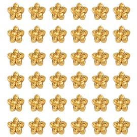 Craftdady 100Pcs 18K Gold Blossom Flower Spacer Beads 9x5mm Metal Tiny Floral Loose Charm Beads for Jewelry Making Hole: 0.5mm