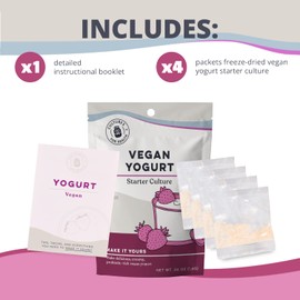 Cultures for Health Vegan Yogurt Starter Culture | 4 Direct-Set Packets | DIY Dairy-Free Yogurt from Plant Milks | Probiotic for Gut Health