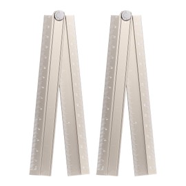 sourcing map 2pcs Folding Straight Ruler 30cm Metric Aluminum Alloy Protractor Foldable Angle Ruler Geometric Measuring Tool with Angle Line for Architects Artists Office, Khaki