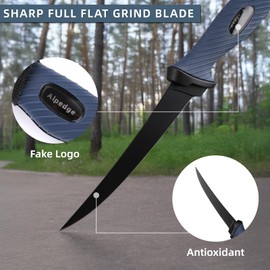 Alpedge Fishing Fillet Knife Razor Sharp Din 1.4116 German Stainless-Steel Blade Non-Slip Handles Professional Level Knives for Filleting and Boning Includes Protective Sheath (9 inch)