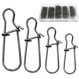 ELLYCIO 300Pcs Small Duo Lock Fishing Snaps, Stainless Steel Speed Clips for Lures, Quick Change Fishing Lure Connectors for Freshwater Saltwater, Sizes 0# 1# 2# 3#