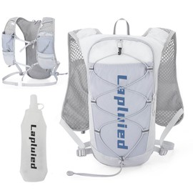 Lapluied 5L Running Vest for Men and Women with 500 ml Water Bottle, Adjustable Running Backpack with 9 Pockets, 160 g Ultralight Hydration Vest Running Reflective Running Vest for Fitness Outdoor