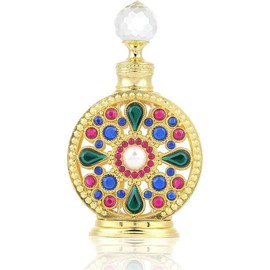 Glass Perfume Bottles, 1 Pack 15ml Small Vintage Electroplating Decorative Fragrance Empty Bottle Empty Refillable, Inlaid Jewelry Decoration Refillable Bottle Gift Metal Hollow Vanity:_1 pcs 15ml empty perfume bottle