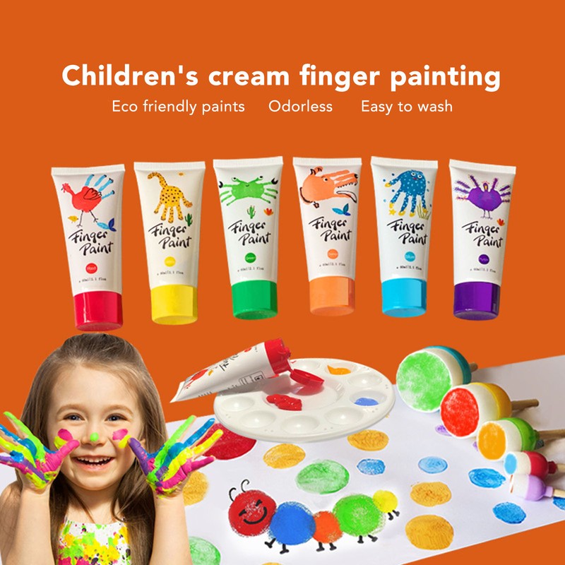 8PCS Finger Paints Safe Washable DIY Kids Finger Paints for