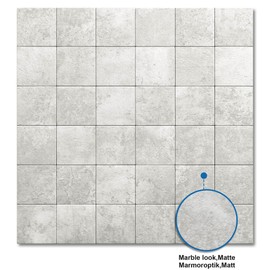 M MOFIT Marble Backsplash Peel and Stick Square Wall Tiles Waterproof Bathroom,Self Adhesive Backsplash Mosaic Tiles Kitchen(Gray 5PCS)