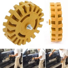 4-Inch Rubber Pad Wheel Kit, Water Sticker Removal Rubber Wheel with Electric Drill Bit Attachment for Automotive, RV and Boat Pinstripe, Sticker and Vinyl Decal Removal Tool