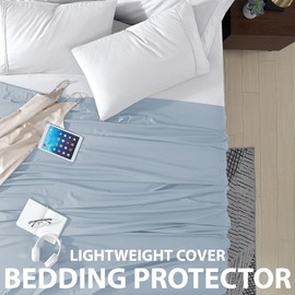 Cathay Home Hotel Luxury Wrinkle & Fade Resistant Double Brushed Ultra Soft Microfiber 1-Piece Single Flat Sheet - Blue Fog, Full (81" x 96")