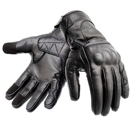 Hand Fellow Leather Motorbike Motorcycle Gloves Riding Touch Screen (Black, XL)