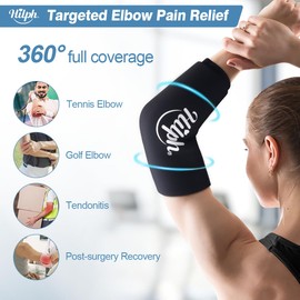 Hilph Elbow Ice Pack for Tendonitis, Wearable Cold Compression Sleeve for Tennis Elbow & Golfers Arm Ice Pack Wrap for Sport Injuries, Ice Gel Wrap for Knee Calf Elbow - M