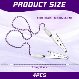 4 Stück Serviettenkette, Edelstahl Serviettenkette mit Clip Senioren, Tragbarer Silikon Serviettenhalter mit Perlenkette für Ältere Menschen und Kinder