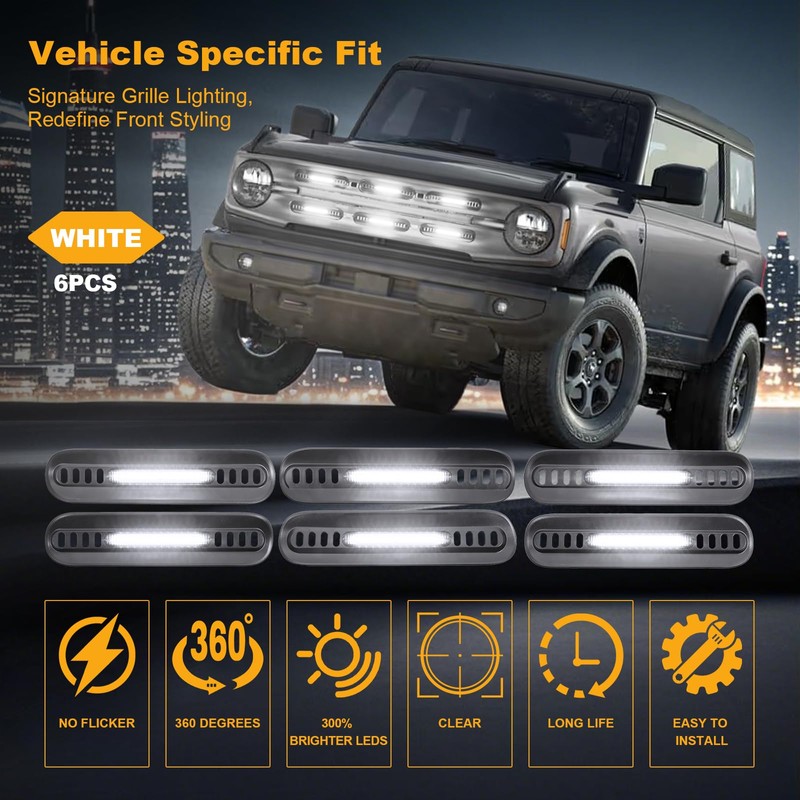 Grille Lights for Ford Bronco 2021-2025 2/4 Door Front Grill