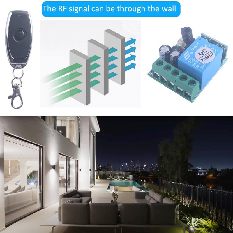MANGOOD Mini Wireless Remote Switch 6V/12V/24V/10A Relay Remote Light Switch,328FT